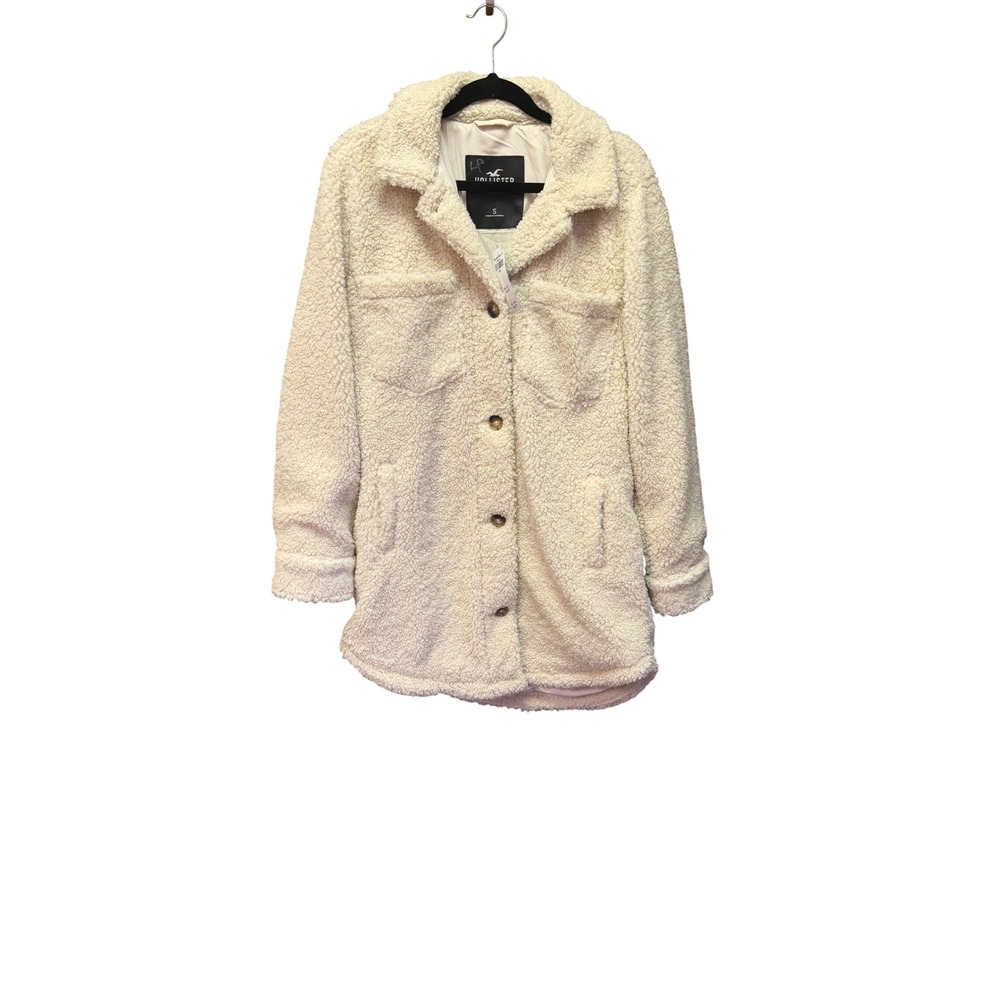 NWT Hollister Cream Sherpa Shirt Jacket Shacket Longline Small
